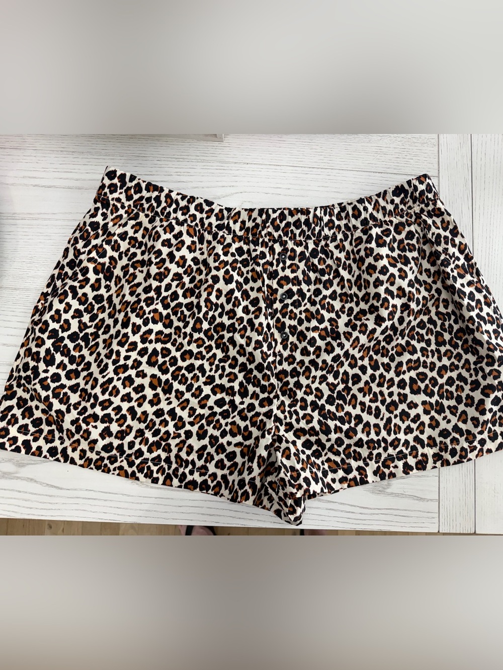 LOFT Leopard Print Elastic Waist Athletic Shorts - Brown/Black